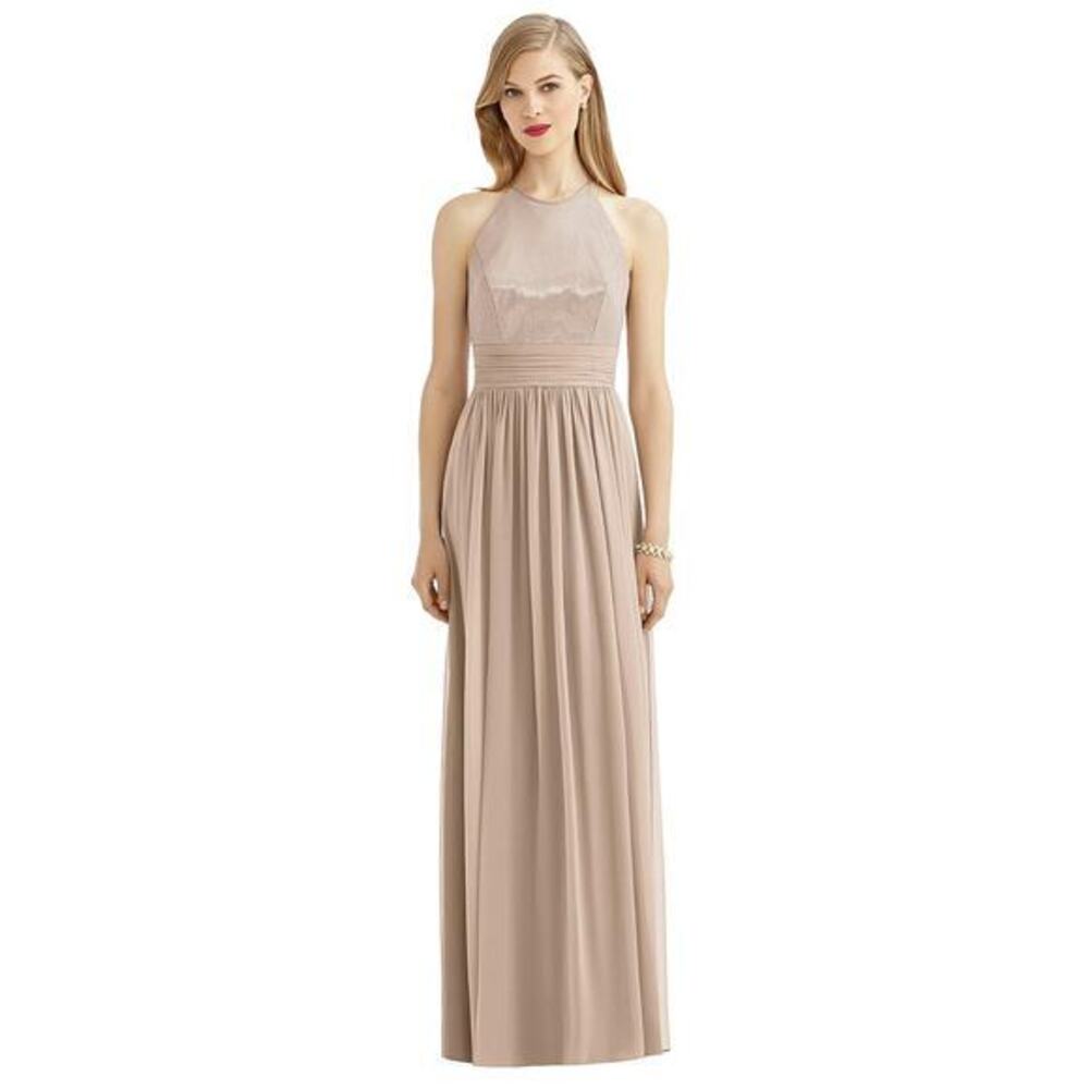 After Six Womens Dress Size 16 Topaz Tan Sequin Maxi Bridsemaid NWT‎